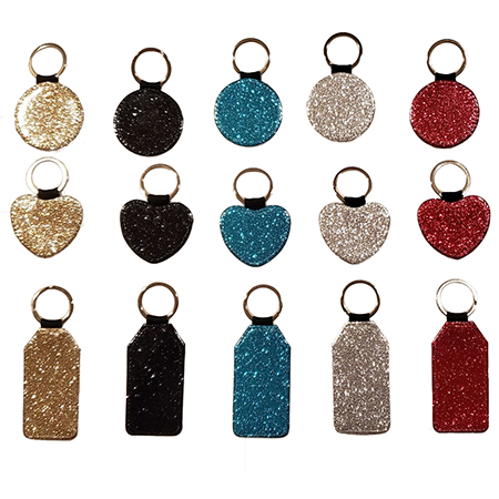 glitter keychain faux leather